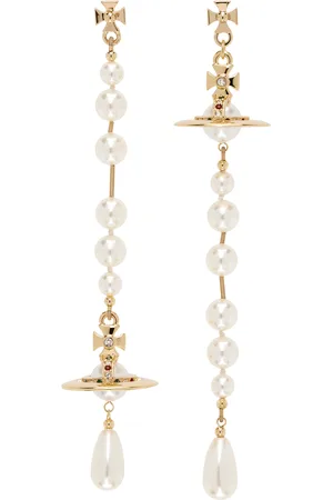 Vivienne Westwood Gold & White Broken Pearl Earrings