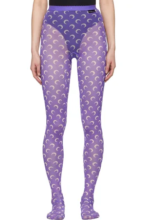 Marine Serre Purple Recycled Moon Mesh Tights