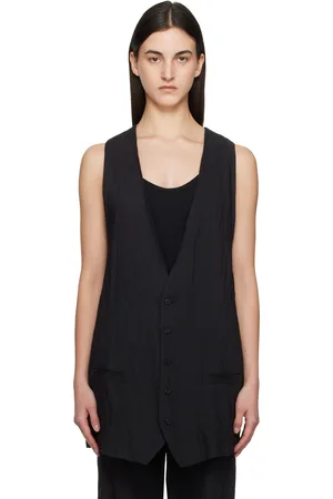 Maison Margiela Black Crinkled Metallic Tailoring Vest