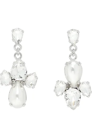 Simone Rocha Silver Victorian Faux-Pearl & Crystal Floret Drop Earrings