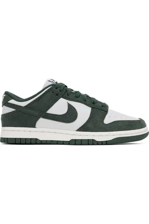 Nike White & Green Dunk Low Sneakers