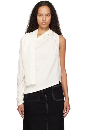 Courrèges White Asymmetric Off Shoulder T-shirt