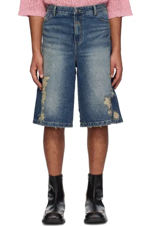 lesugiatelier Blue Crystal-Cut Denim Shorts