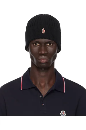 Moncler Black Ribbed Knit Wool Beanie