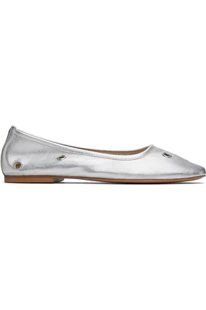 mfpen Silver Eyelet Ballerina Flats