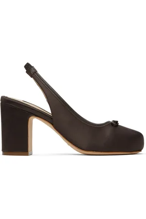 SANDY LIANG SSENSE Exclusive Brown Slingback 75 Heels