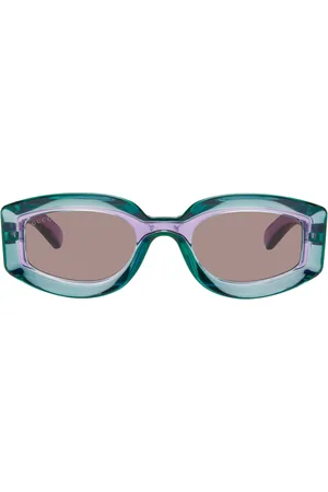 Gucci Blue & Purple Geometric Frame Sunglasses