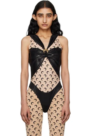 Marine Serre Black Draped Bodysuit