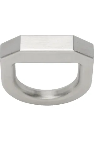 Rick Owens Silver Beveled Ring