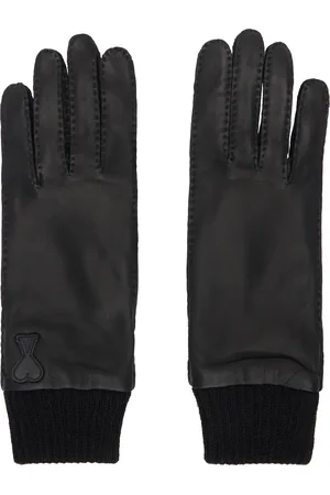 Ami Black Ami de Coeur Leather Patch Gloves