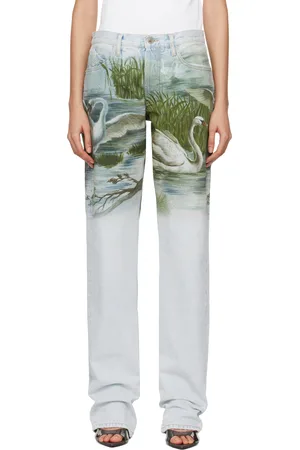 The Attico Blue Swan Print Jeans