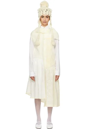 Comme des Garçons Off-White Paneled Midi Dress