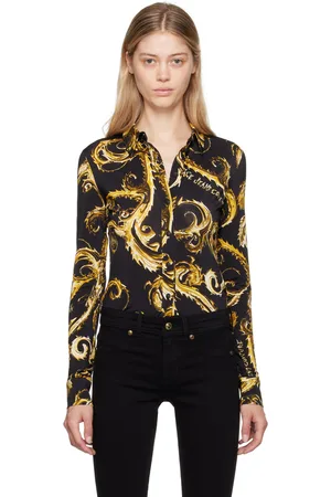 VERSACE Black & Gold Chromo Couture Fluid Shirt