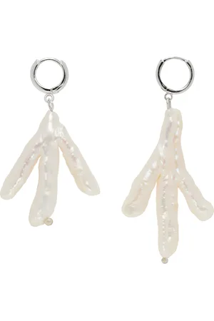 Gohar World Silver & White Host Chicken Foot Pearl Earrings