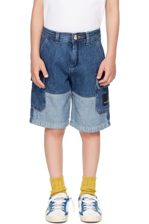Marni Kids Blue Two-Tone Denim Shorts