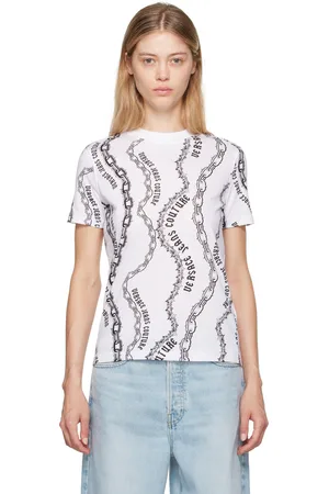 VERSACE White & Black Chain Couture T-Shirt