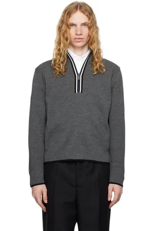 Thom Browne Gray Milano Stitch Zip Up Sweater