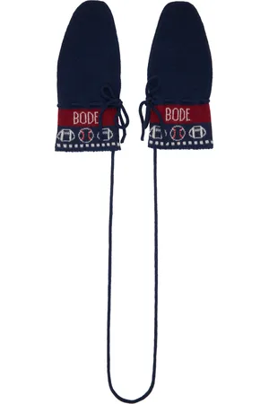 BODE Navy & Burgundy Sporting Jacquard Mittens