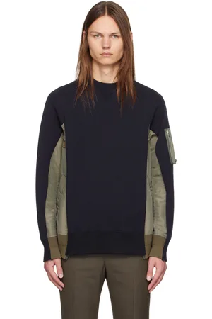 SACAI Navy & Khaki Paneled Sweatshirt