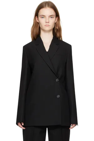 Totême Black Off-Center Wrap Blazer