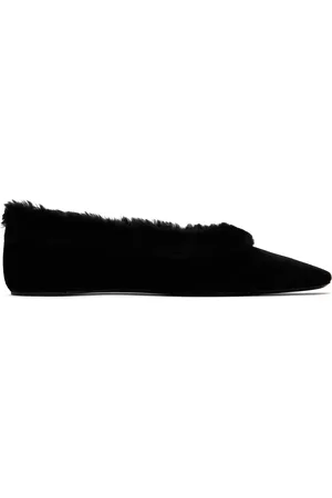 Totême Black Fleece Edge Velvet Ballerina Flats
