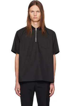 SACAI Black Half-Zip Polo