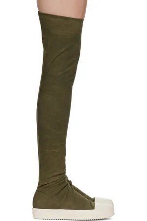 Rick Owens Khaki Porterville High Sock Sneaks Tall Boots