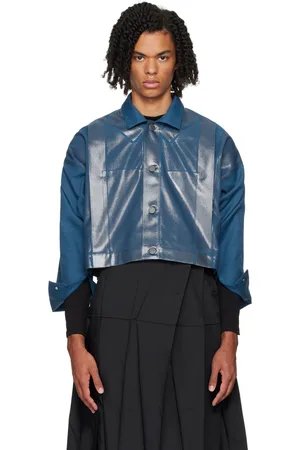 Issey Miyake Blue Tucked Foil Jacket