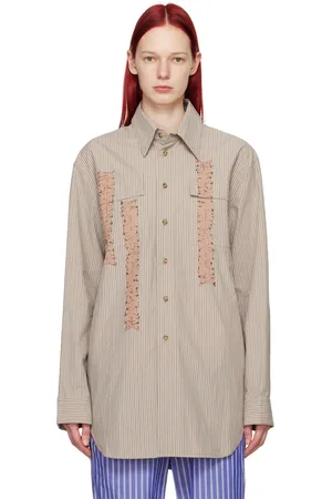 Edward Cuming Brown Printed Shirt