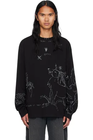 We11 Done Black Graphic Long Sleeve T-Shirt