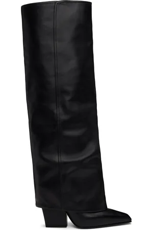 PARIS TEXAS Black Jane Fold Over Tall Boots