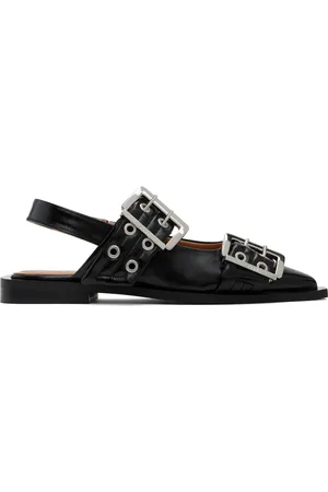 Ganni Black Feminine Buckle Flats