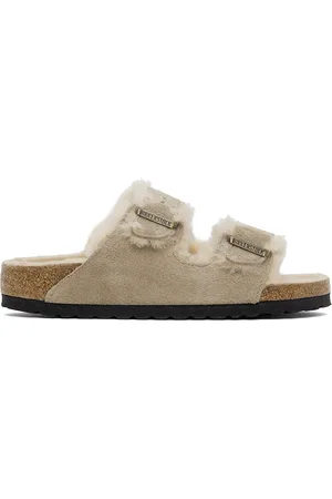 Birkenstock Taupe Narrow Arizona Shearling Sandals