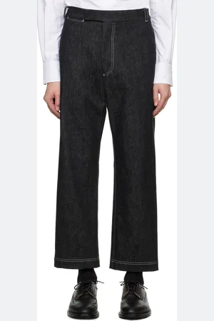 Thom Browne Black Washed Unconstructed Denim Trousers