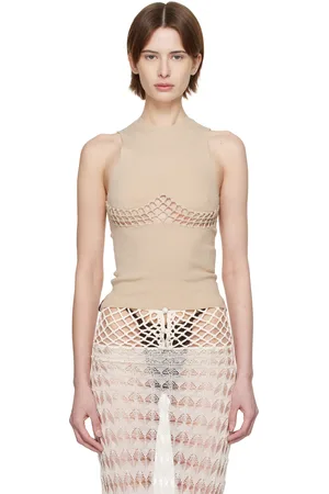 Isa Boulder Beige Curved Accent Tank Top