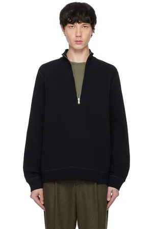Sunspel Black Half-Zip Loopback Sweatshirt