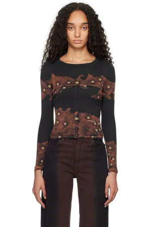 ECKHAUS LATTA Black & Brown Lapped Baby Crewneck T-shirt