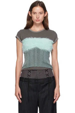 Andersson Bell Blue Hairy Knit Tube Top