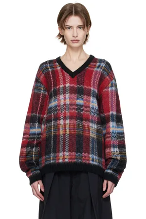 YMC Red & Black Vertigo Tartan Sweater
