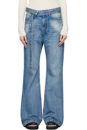 OPEN YY Blue Belted Loose Bootcut Jeans