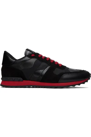 VALENTINO GARAVANI Black & Red Rockrunner Sneakers