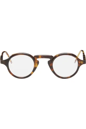 Thom Browne Brown Tortoise Round Acetate Glasses