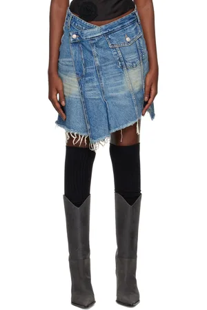 OPEN YY Blue Wrap Denim Miniskirt