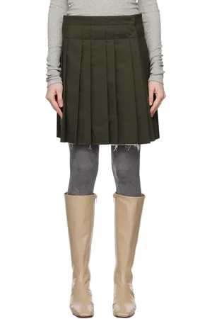 OPEN YY Khaki Pleated Wrap Miniskirt