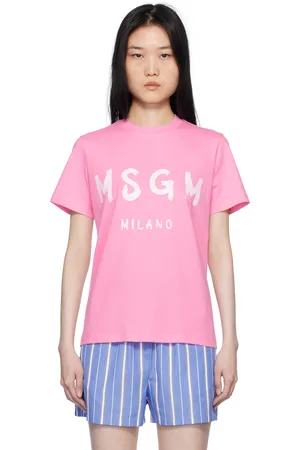 Msgm Pink Cotton Logo T-shirt