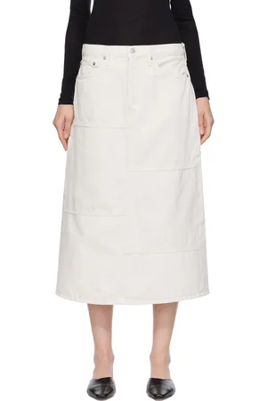 RE/DONE Off-White Seamed Denim Maxi Skirt