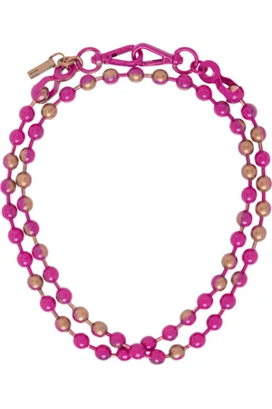 We11 Done Pink & Bronze Colored Ball Chain Necklace