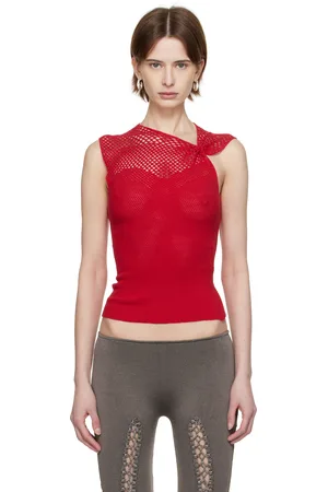 Isa Boulder SSENSE Exclusive Red One Pinch Shoulder Top