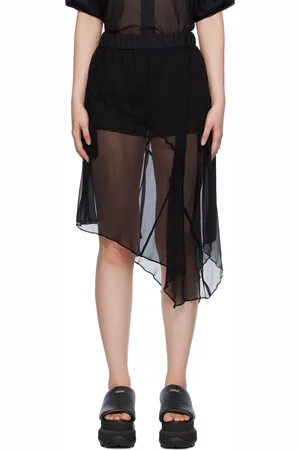 SACAI Black Asymmetric Midi Skirt