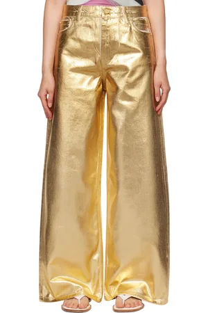 Ganni Gold Foil Wide Jeans